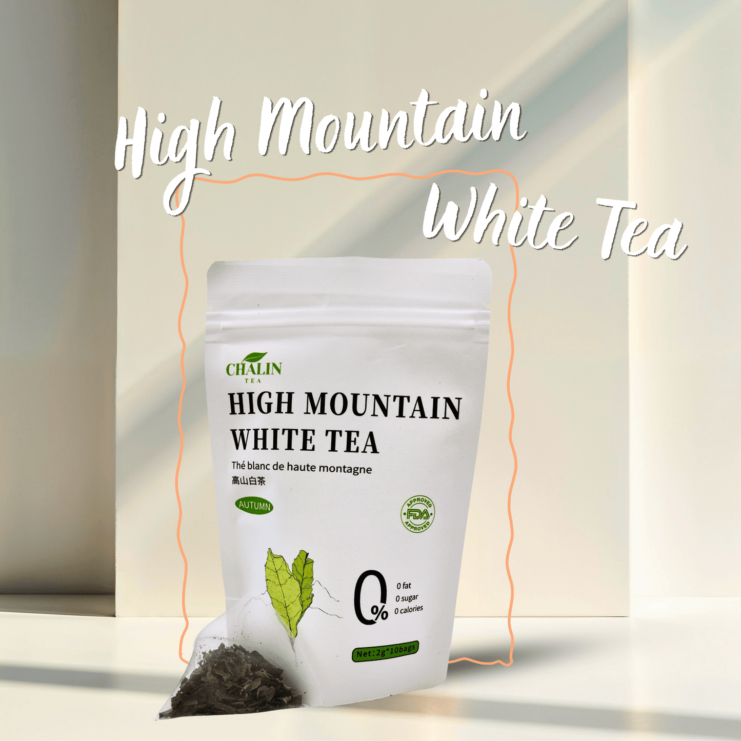 High Mountain White Tea bags harvested from misty mountain peaks