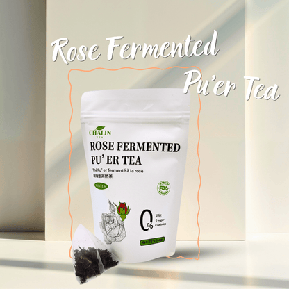Rose Fermented Pu'er Tea bags with dried rose petals