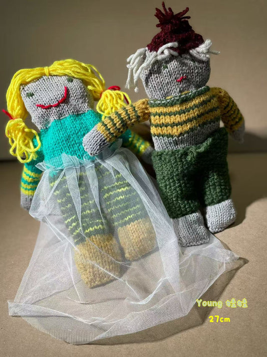 Hand-Knitted Couple Doll Set (27cm | Forest Friends Edition)